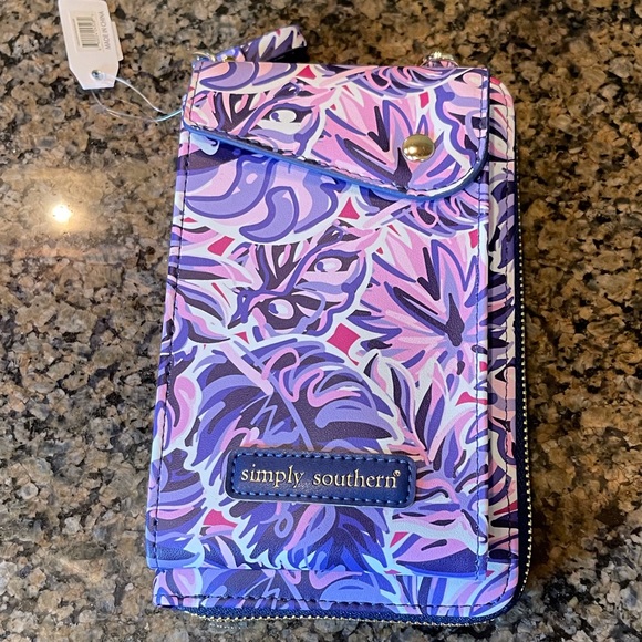 SIMPLY SOUTHERN Faux leather Cross body purse/phone wallet in tropical leaf. NWT - Picture 2 of 16